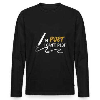 Ich bin Dichter, ich kann nicht zeichnen - Poet - Männer Premium Bio Langarmshirt - Schwarz - Vorne - Nico (187cm)