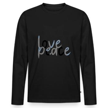 Love Peace. Statement for peace. - Men's Premium Organic Long Sleeve Shirt - black - Front - Nico (187cm)