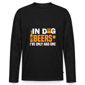 Dans les bières pour chiens, je n’en ai bu qu’une. - T-shirt manches longues Premium bio Homme - noir - Devant - Nico (187cm)