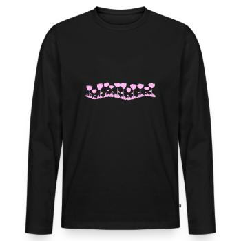 ligne de vague rose rose rose - T-shirt manches longues Premium bio Homme - noir - Devant - Nico (187cm)