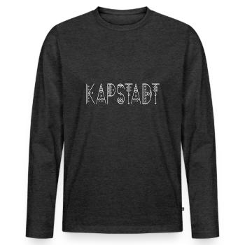 Cape Town lettrage blanc - T-shirt manches longues Premium bio Homme - anthracite chiné - Devant - Nico (187cm)