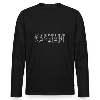 Cape Town lettering white - Men's Premium Organic Long Sleeve Shirt - black - Front - Nico (187cm)