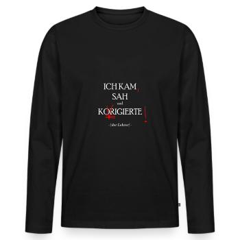 Cadeau pour l’enseignant - T-shirt manches longues Premium bio Homme - noir - Devant - Nico (187cm)