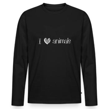 J’adore l’écriture animalière - T-shirt manches longues Premium bio Homme - noir - Devant - Nico (187cm)