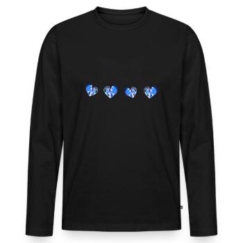 herz herzen blau narben - Männer Premium Bio Langarmshirt - Schwarz - Vorne - Nico (187cm)