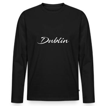 Dublin - Männer Premium Bio Langarmshirt - Schwarz - Vorne - Nico (187cm)