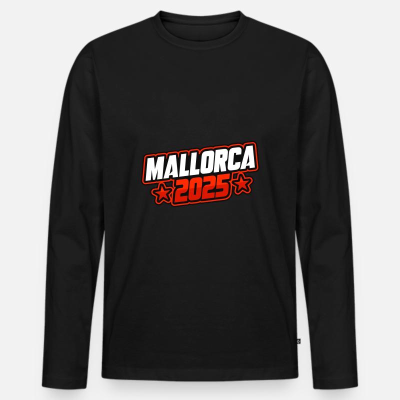 Mallorca 2025 Spruch - Männer Premium Bio Langarmshirt - Schwarz
