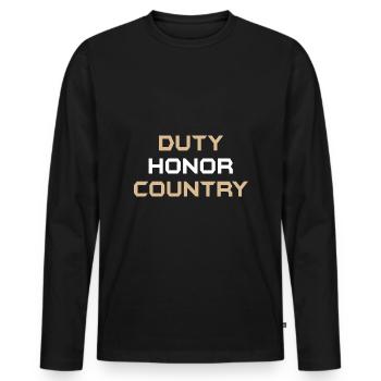 duty honor country - Men's Premium Organic Long Sleeve Shirt - black - Front - Nico (187cm)