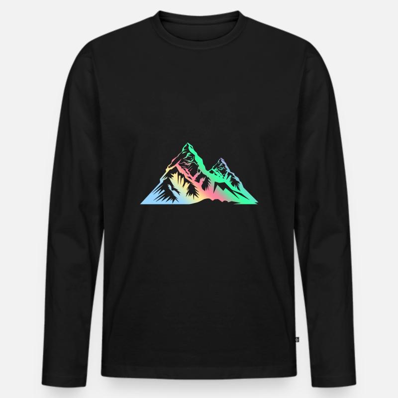 Berge Bunt Gebirge - Männer Premium Bio Langarmshirt - Schwarz