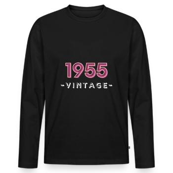 né en 1955 idée cadeau anniversaire année 55 - T-shirt manches longues Premium bio Homme - noir - Devant - Nico (187cm)
