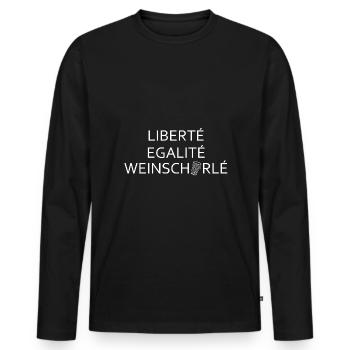 Liberte Egalite Weinschorle - Männer Premium Bio Langarmshirt - Schwarz - Vorne - Nico (187cm)
