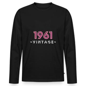 born 1961 gift idea birthday year 61 - Men's Premium Organic Long Sleeve Shirt - black - Front - Nico (187cm)