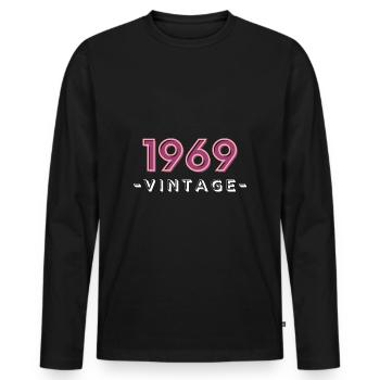 born 1969 gift idea birthday year 69 - Men's Premium Organic Long Sleeve Shirt - black - Front - Nico (187cm)