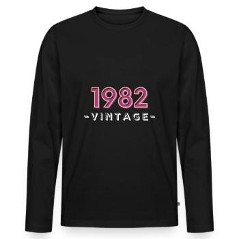 born 1982 gift idea birthday year 82 - Men's Premium Organic Long Sleeve Shirt - black - Front - Nico (187cm)