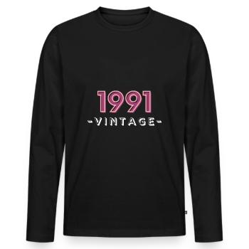 born 1991 gift idea birthday year 91 - Men's Premium Organic Long Sleeve Shirt - black - Front - Nico (187cm)