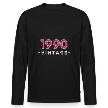 born 1990 gift idea birthday year 90 - Men's Premium Organic Long Sleeve Shirt - black - Front - Nico (187cm)