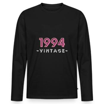 né en 1994 idée cadeau année anniversaire 94 - T-shirt manches longues Premium bio Homme - noir - Devant - Nico (187cm)