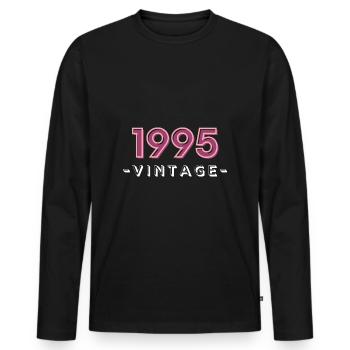 Born 1995 Gift Idea Birthday Vintage 95 - Men's Premium Organic Long Sleeve Shirt - black - Front - Nico (187cm)