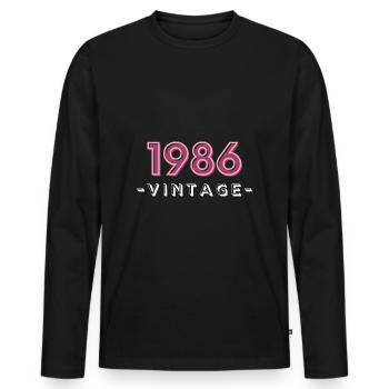 born 1986 gift idea birthday year 86 - Men's Premium Organic Long Sleeve Shirt - black - Front - Nico (187cm)