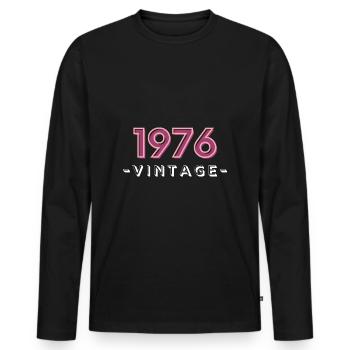 born 1976 gift idea birthday year 76 - Men's Premium Organic Long Sleeve Shirt - black - Front - Nico (187cm)