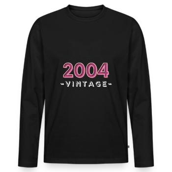 né 2004 idée cadeau anniversaire année 04 - T-shirt manches longues Premium bio Homme - noir - Devant - Nico (187cm)
