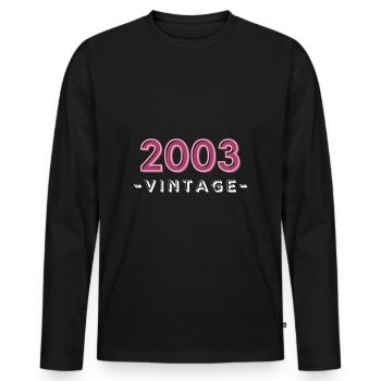 né 2003 idée cadeau anniversaire année 03 - T-shirt manches longues Premium bio Homme - noir - Devant - Nico (187cm)