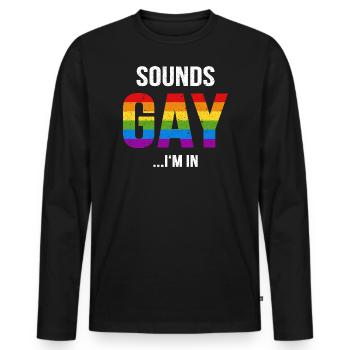 GAY Pride Homo Gay rainbow funny gift - Men's Premium Organic Long Sleeve Shirt - black - Front - Nico (187cm)