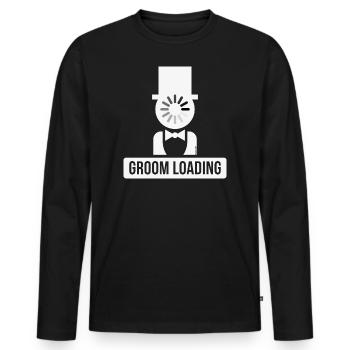 Groom Loading (Stag Night / Bachelor Party / W) - Men's Premium Organic Long Sleeve Shirt - black - Front - Nico (187cm)