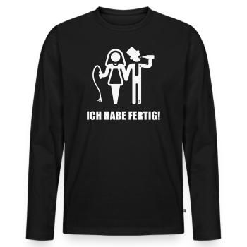Ich Habe Fertig! (JGA / Peitsche / Bier / White) - Männer Premium Bio Langarmshirt - Schwarz - Vorne - Nico (187cm)