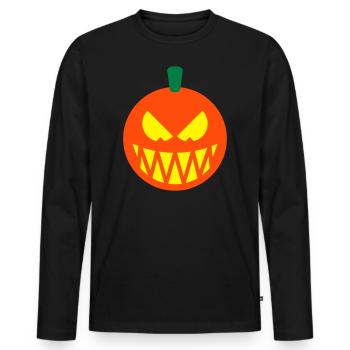 Halloween Pumpkin (Jack O’Lantern / Emoticon / 3C) - Men's Premium Organic Long Sleeve Shirt - black - Front - Nico (187cm)