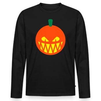 Halloween Pumpkin (Jack O’Lantern / Emoji / 3C) - Men's Premium Organic Long Sleeve Shirt - black - Front - Nico (187cm)