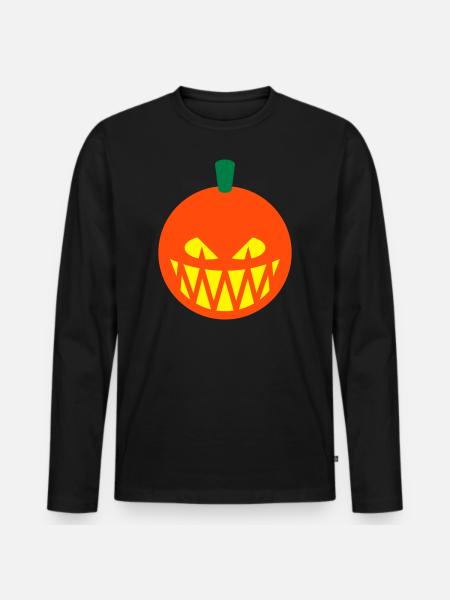 Halloween pumpa (pumpa lykta / emoji / 3C) - Ekologisk långärmad premium-T-shirt herr - svart