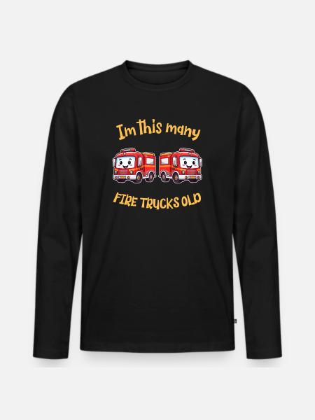 Sød brandbil - Jeg er så mange brandbiler gamle - Premium økologisk langærmet T-shirt til mænd - sort