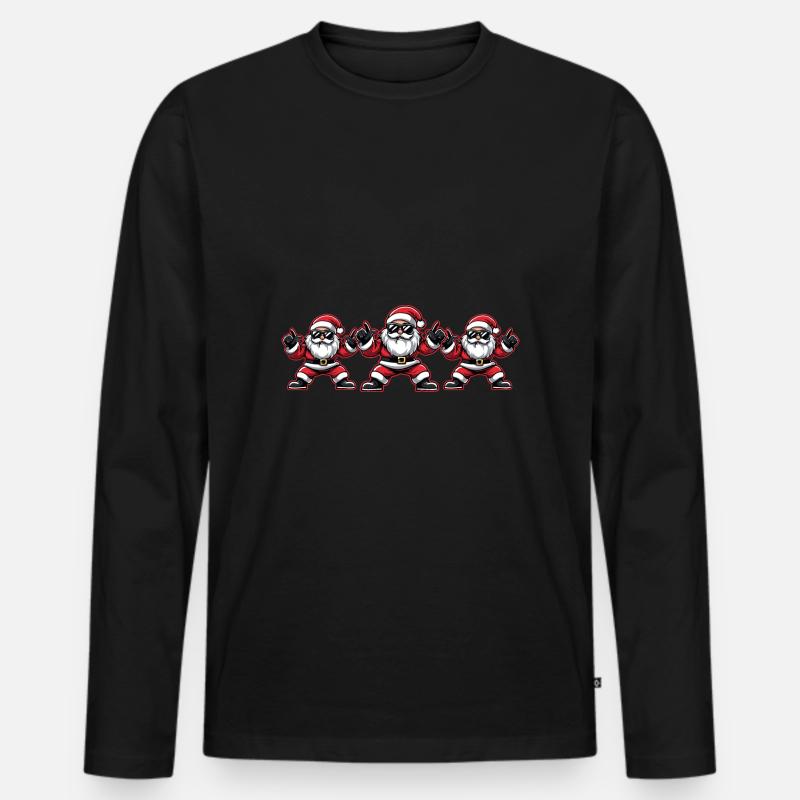 Weihnachtsmann Party Team Christmas - Männer Premium Bio Langarmshirt - Schwarz