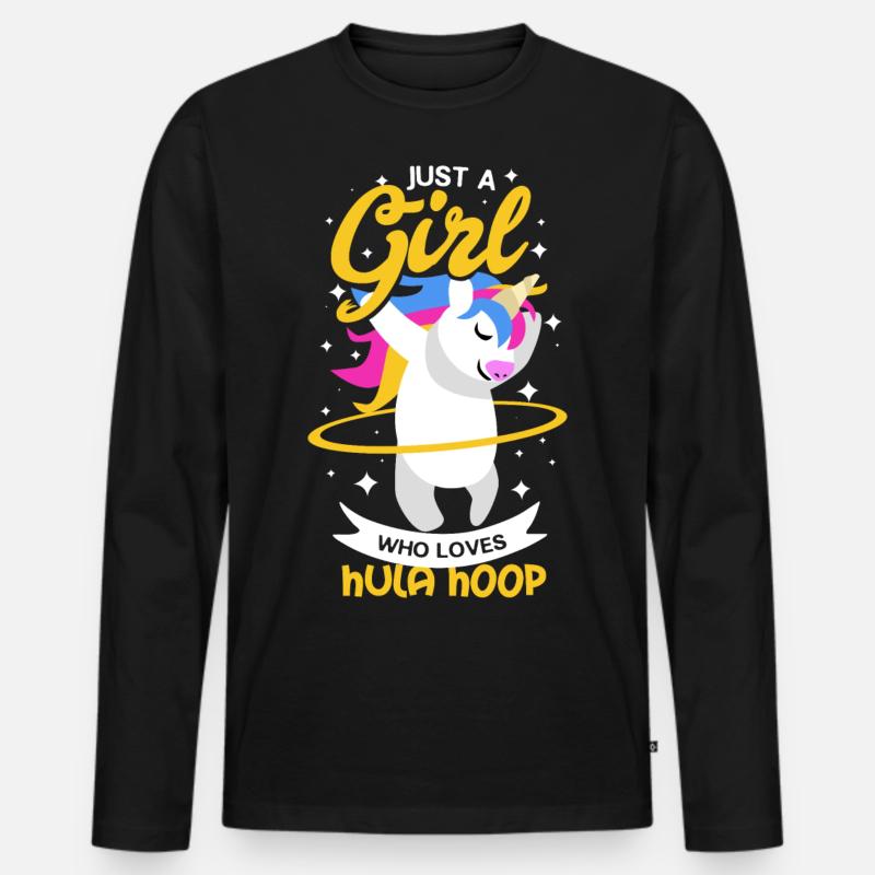 Hula Hoop Einhorn - Männer Premium Bio Langarmshirt - Schwarz