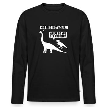 Vegan Protein Meme Pflanzlich Ernährung Geschenk - Männer Premium Bio Langarmshirt - Schwarz - Vorne - Nico (187cm)