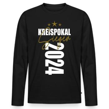 Kreispokal Sieger 2024 - Männer Premium Bio Langarmshirt - Schwarz - Vorne - Nico (187cm)