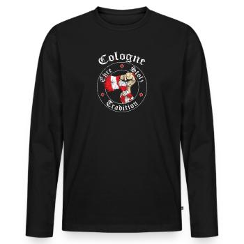 Cologne Ehre Stolz Tradition No II - Männer Premium Bio Langarmshirt - Schwarz - Vorne - Nico (187cm)