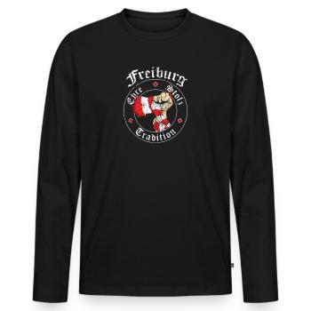 Freiburg Ehre Stolz Tradition No II - Männer Premium Bio Langarmshirt - Schwarz - Vorne - Nico (187cm)