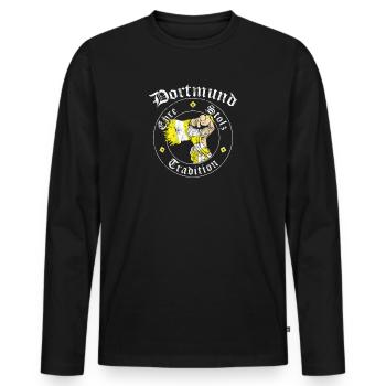 Dortmund Ehre Stolz Tradition No II - Männer Premium Bio Langarmshirt - Schwarz - Vorne - Nico (187cm)