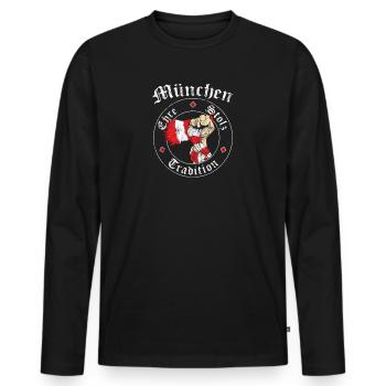München Ehre Stolz Tradition No II - Männer Premium Bio Langarmshirt - Schwarz - Vorne - Nico (187cm)