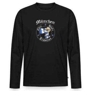München I Ehre Stolz Tradition No II - Männer Premium Bio Langarmshirt - Schwarz - Vorne - Nico (187cm)