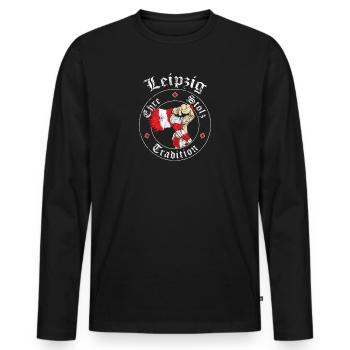 Leipzig Ehre Stolz Tradition No II - Männer Premium Bio Langarmshirt - Schwarz - Vorne - Nico (187cm)