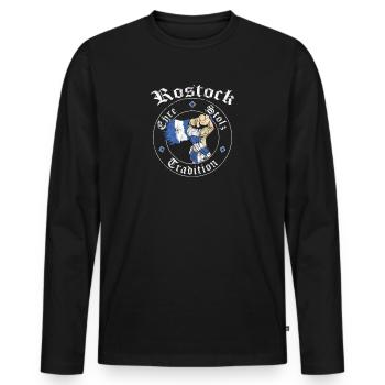 Rostock Ehre Stolz Tradition No II - Männer Premium Bio Langarmshirt - Schwarz - Vorne - Nico (187cm)