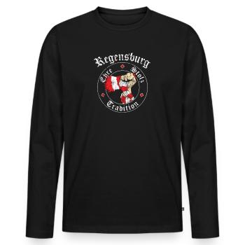 Regensburg Ehre Stolz Tradition No II - Männer Premium Bio Langarmshirt - Schwarz - Vorne - Nico (187cm)