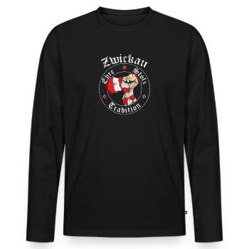 Zwickau Ehre Stolz Tradition No II - Männer Premium Bio Langarmshirt - Schwarz - Vorne - Nico (187cm)