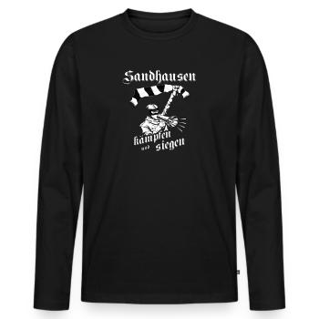 Sandhausen kämpfen und siegen No II - Männer Premium Bio Langarmshirt - Schwarz - Vorne - Nico (187cm)