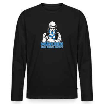 München I und sonst nichts - Männer Premium Bio Langarmshirt - Schwarz - Vorne - Nico (187cm)