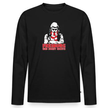 Freiburg und sonst nichts - Männer Premium Bio Langarmshirt - Schwarz - Vorne - Nico (187cm)