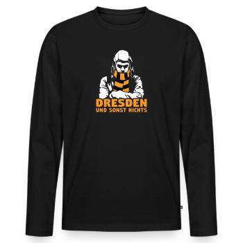 Dresden und sonst nichts - Männer Premium Bio Langarmshirt - Schwarz - Vorne - Nico (187cm)